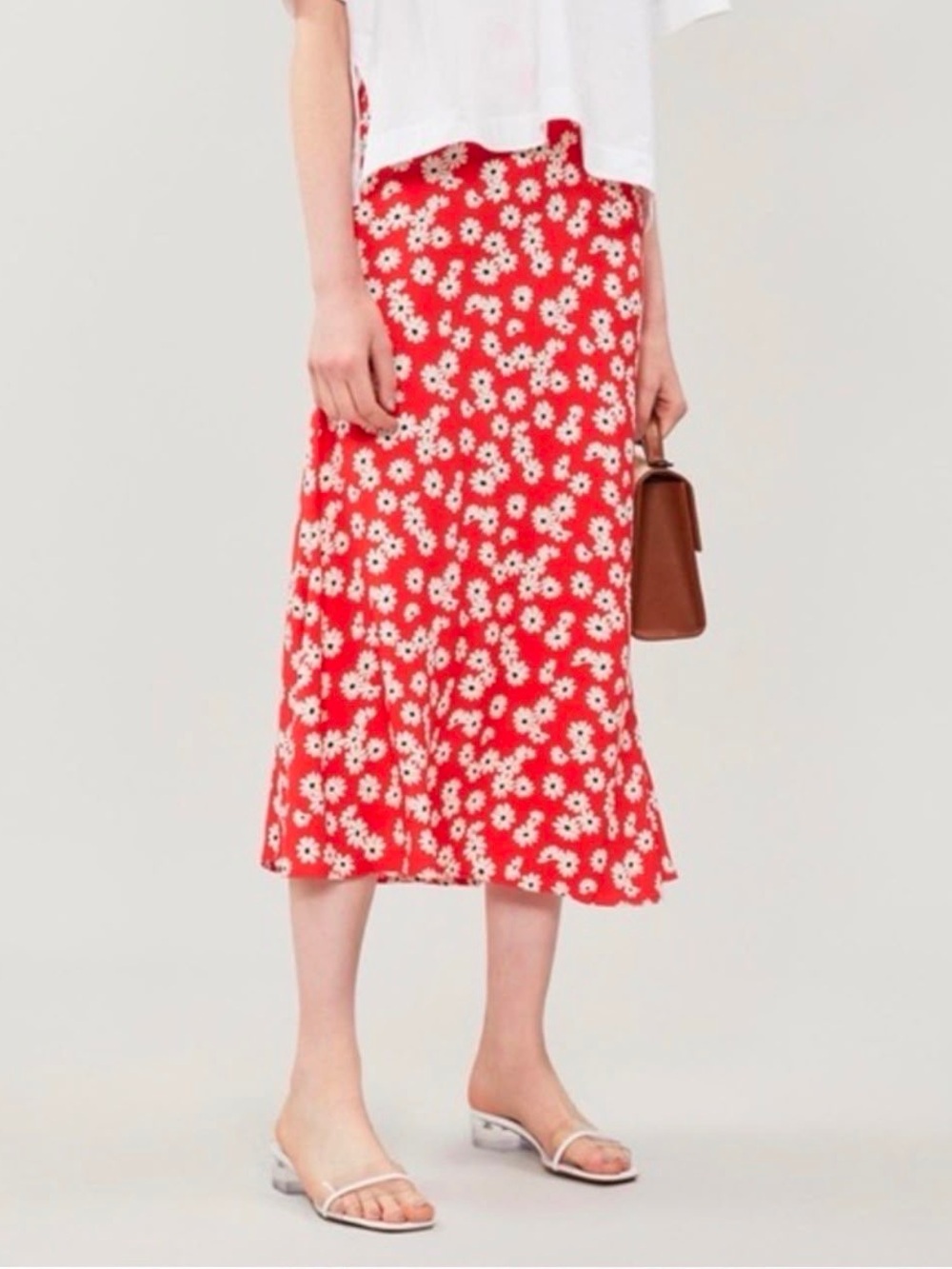 REFORMATION Bea Skirt floral print skirt in red Sz 8